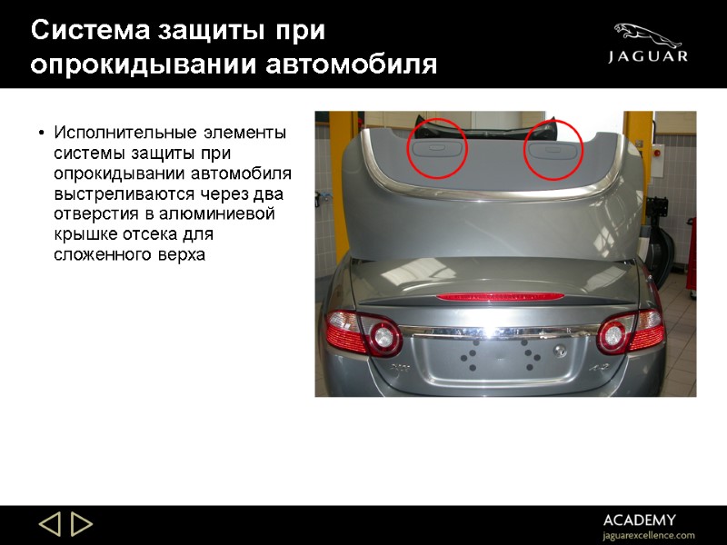 Система защиты при опрокидывании автомобиля Исполнительные элементы системы защиты при опрокидывании автомобиля выстреливаются через